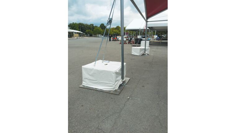 Alternative Staking Method- Concrete Ballast Tent Anchors rental for events in Atlanta