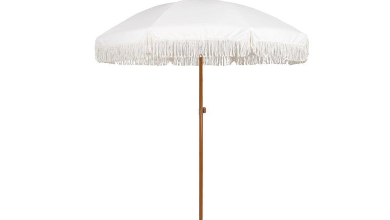 Umbrella-  White/Cream with Tassle Umbrellas &amp; Parasols rental for events in Atlanta