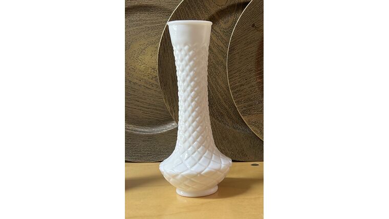 Bud vase- Milk Glass Style 4 Tall Vases rental for events in Atlanta