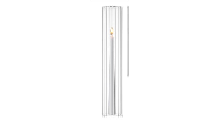 Cylinder Vase- Tall  Ribbed Glass Hurricane Shade Bottomless (10") Vases rental for events in Atlanta