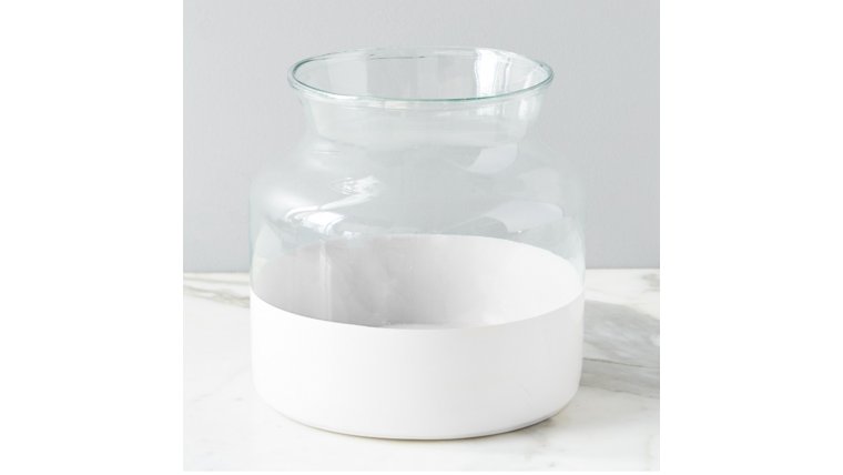 Vase- short/wide Clear and White Vases rental for events in Atlanta